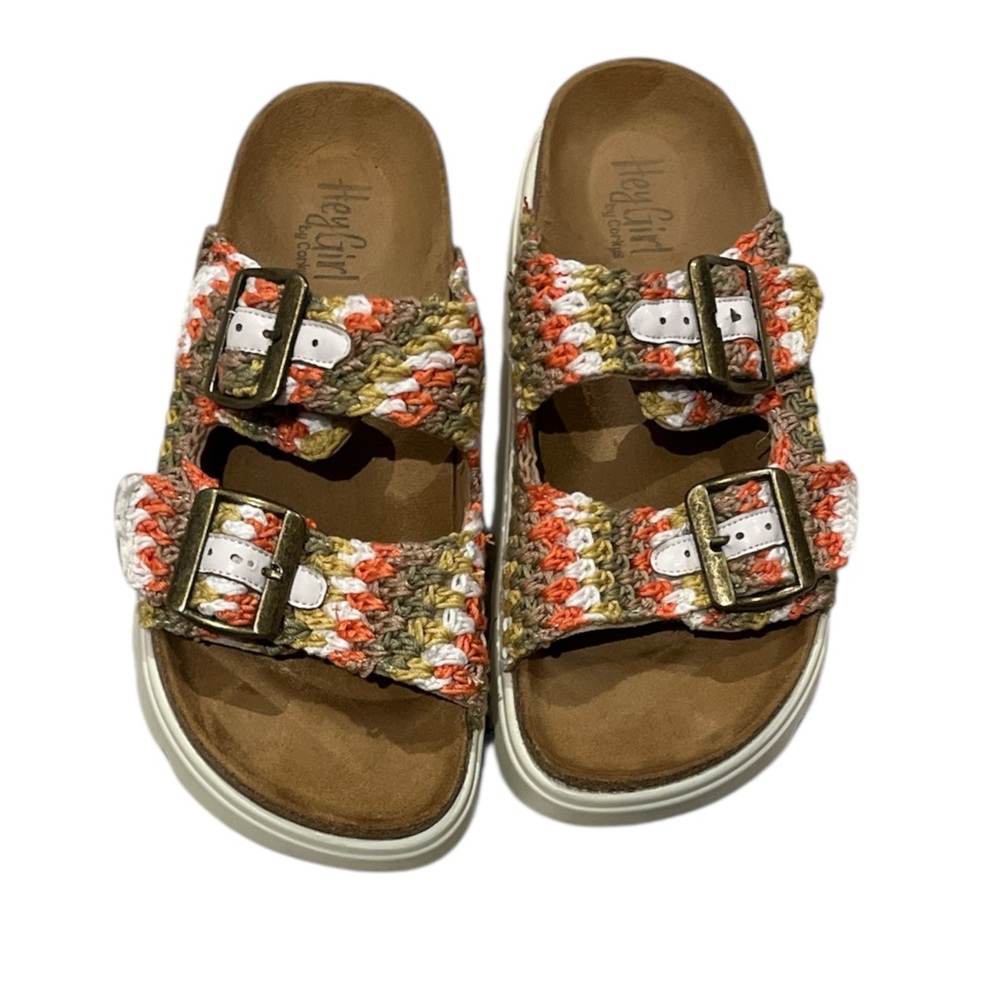 Corkys Red and Orange Sandals Adjustable Straps